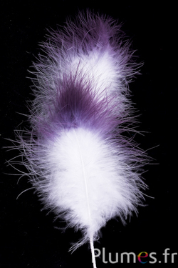 Plumet 3 plumes - hauteur 20 cm - blanc-antracite-lilas